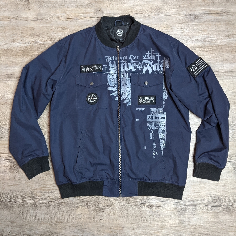 Affliction jacket size 2xl XXL 2x Invictus navy